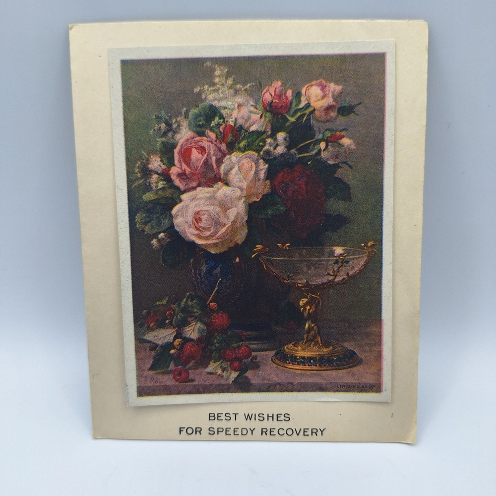 Vintage Floral Get Well Soon Card Best Wishesβ For Speedy Recovery